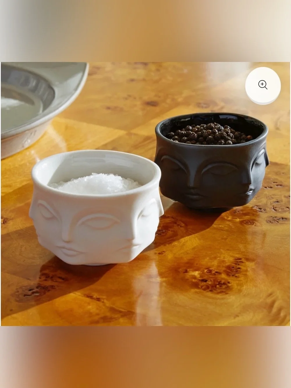 Jonathan Adler Ceramic Face Condiment Bowls in White and Black